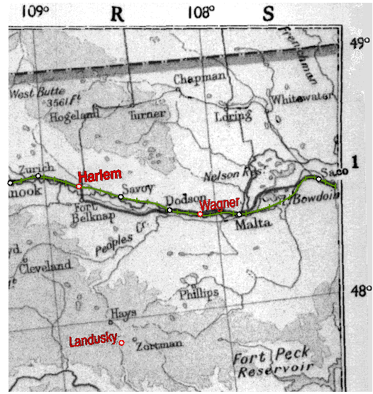 Map showing site of Wagner holdup